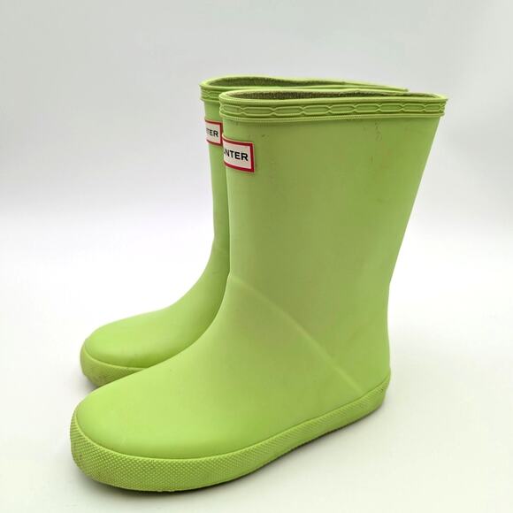 Hunter First Classic Rain Boots Unisex Kids' Lime Green Size US12 EU29 - Picture 1 of 12